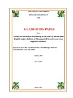 A study on difficulties in listening skills faced by second year english major students at thuongmai university and some suggested solutions