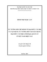 Luận văn thạc sĩ tư tưởng hồ chí minh về đạo đức cán bộ và vận dụng tư tưởng đó vào xây dựng đạo đức cán bộ lãnh đạo, quản lý ở việt nam hiện nay