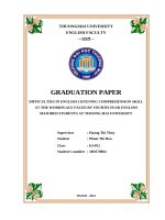 Difficulties in english listening comprehension skill at the workplace faced by fourth year english majored students at thuong mai university