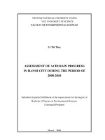 Khóa luận tốt nghiệp ASSESSMENT OF ACID RAIN PROGRESS IN HANOI CITY DURING THE PERIOD OF 2008-2018