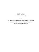 Tiểu luận, thông tin cổ động, vai trò của thông tin cổ động trong công tác tư tưởng ở đảng bộ tỉnh hải dương trong giai đoạn hiện nay