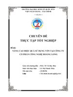 Chuyên đề thực tập  nâng cao hiệu quả sử dụng vốn tại công ty cổ phần công nghệ hoàng long