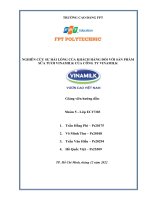 Nghiên cứu sự hài lòng của khách hàng đối với sản phẩm sữa tươi vinamilk của công ty vinamilk