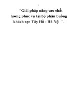 Khóa luận tốt nghiệp nâng cao chất lượng phục vụ tại bộ phận buồng khách sạn tây hồ hà nội