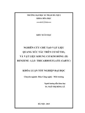 Nghiên cứu chế tạo vật liệu quang xúc tác trên cơ sở tio2 và vật liệu ...