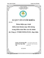 Chuyên đề thực tập  hoàn thiện quy trìnhkiểm toán khoản mục tiền lương trong kiểm toán báo cáo tài chính do công ty tnhh immanuel thực hiện