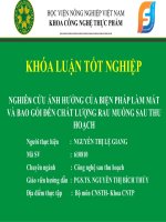 Khóa Luận Tốt Nghiệp - Môn -  Công Nghệ Sau Thu Hoạch -  Đề Tài - Nghiên Cứu Ảnh Hưởng Của Biện Pháp Làm Mát Và Bao Gói Đến Chất Lượng Rau Muống Sau Thu Hoạch