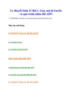 Lý thuyết sinh 12 bài 1  gen, mã di truyền và quá trình nhân đôi adn