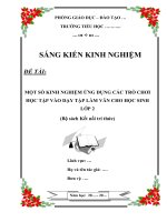 Một số kinh nghiệm ứng dụng các trò chơi học tập vào dạy tập làm văn cho học sinh lớp 2 (bộ sách kết nối tri thức)