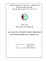 Tiểu luận  lập trình web đề tài xây dựng phần mềm quản lý bán hàng bếp gas và bình gas