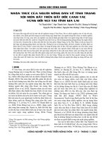 Nhận thức của người nông dân về tình trạng xói mòn đất trên đất dốc canh tác vùng đồi núi tại tỉnh Gia Lai
