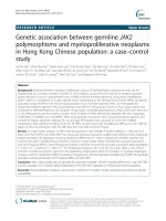 Genetic association between germline JAK2 polymorphisms and myeloproliferative neoplasms in Hong Kong Chinese population: A case–control studyx