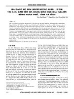 Đa dạng họ Sim (Myrtaceae juss. 1789) tại Khu Bảo tồn Đa dạng sinh học đầu nguồn sông Ngàn Phố, tỉnh Hà Tĩnh