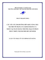Các yếu tố ảnh hưởng đến khả năng trả nợ thẻ tín dụng của khách hàng cá nhân tại ngân hàng thương mại cổ phần phát triển thành phố hồ chí minh