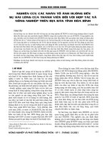 Nghiên cứu các nhân tố ảnh hưởng đến sự hài lòng của thành viên đối với hợp tác xã nông nghiệp trên địa bàn tỉnh Hòa Bình