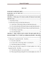 Chuyên đề thực tập  nâng cao chất lượng tín dụng đối với các doanh nghiệp vừa và nhỏ tại agribank kim bôi hòa bình