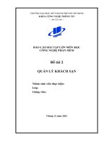 Báo cáo bài tập lớn môn học công nghệ phần mềm đề tài 2 quản lý khách sạn