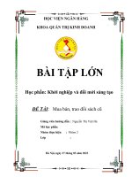 Bài tập lớn học phần khởi nghiệp và đổi mới sáng tạo đề tài mua bán, trao đổi sách cũ