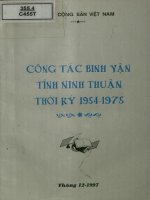 Ebook Công tác binh vận tỉnh Ninh Thuận thời kỳ 1954 - 1975: Phần 1