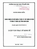 Hoàn thiện cơ chế quản lý đầu tư xây dựng cơ bản ở công ty điện lực tỉnh nam định