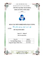 Báo cáo thí nghiệm hóa đại cương  bài 1 phân tích thể tích bài 2 nhiệt phản ứng