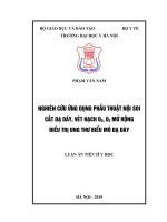 (Luận Án Tiến Sĩ) Nghiên Cứu Ứng Dụng Phẫu Thuật Nội Soi Cắt Dạ Dày, Vét Hạch D2 , D2 Mở Rộng Điều Trị Ung Thư Biểu Mô Dạ Dày.pdf