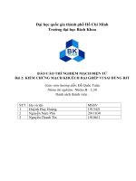 Báo cáo thí nghiệm mạch điện tử bài 2 kiểm chứng mạch khuếch đại ghép vi sai dùng bjt