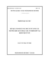 Kết quả tầm soát ung thư cổ tử cung các trường hợp ascus hoặc lsil có nhiễm hpv tại bệnh viện từ dũ