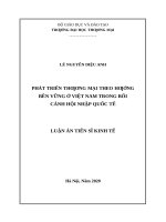 Phát triển thương mại theo hướng bền vững ở việt nam trong bối cảnh hội nhập quốc tế