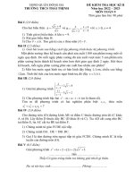 Đề thi học kì 2 môn Toán lớp 9 năm 2022-2023 có đáp án - Trường THCS Thái Thịnh