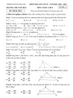 Đề thi giữa học kì 2 môn Toán lớp 8 năm 2022-2023 có đáp án - Trường THCS Mỹ Hòa