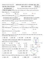 Đề thi giữa học kì 2 môn Toán lớp 9 năm 2022-2023 có đáp án - Trường THCS Mỹ Hòa
