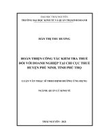 (Luận Văn Thạc Sĩ) Hoàn Thiện Công Tác Kiểm Tra Thuế Đối Với Doanh Nghiệp Tại Chi Cục Thuế Huyện Phù Ninh, Tỉnh Phú Thọ.pdf