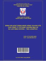 (Đồ án hcmute) đánh giá hoạt động nhập hàng tại kho cfs của công ty cổ phần thương mại và du lịch bình dương tbs logistics