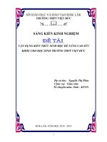 Sáng kiến kinh nghiệm thpt vận dụng kiến thức sinh học để nâng cao sức khỏe cho học sinh trường thpt việt đức