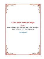 Sáng kiến kinh nghiệm thpt phát triển năng lực học văn cho học sinh thpt thông qua kiểu bài làm văn thuyết minh
