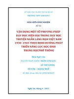 Sáng kiến kinh nghiệm thpt  vận dụng một số phương pháp dạy học hiện đại trong dạy học truyện ngắn lãng mạn việt nam năm 1930 1945 theo định hướng phát triển năng lực học sinh thpt