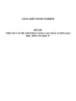 Sáng kiến kinh nghiệm  một số vấn đề góp phần nâng cao chất lượng dạy học môn tin học 8