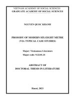 Tóm tắt: Thi pháp thơ lục bát hiện đại (qua một số trường hợp tiêu biểu).