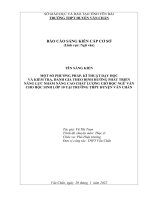 Một số phương pháp, kĩ thuật dạy học và kiểm tra, đánh giá theo định hướng phát triển năng lực nhằm nâng cao chất lượng giờ học ngữ văn cho học sinh lớp 10 tại trường thpt huyện văn chấn