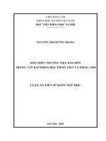 Luận án tiến sĩ ngôn ngữ học đối chiếu phương tiện rào đón trong văn bản khoa học tiếng việt và tiếng anh