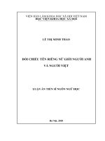 Luận án tiến sĩ ngôn ngữ học đối chiếu tên riêng nữ giới người anh và người việt