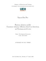 Tóm tắt: Mô hình thẩm định giá doanh nghiệp: Định giá nhất quán, Biến dạng thuế do lạm phát, và Tốc độ tăng trưởng lợi nhuận.