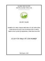 Nghiên cứu thực trạng phân bố cây mã tiền lông (strychnos ignatii) làm cơ sở bảo tồn và phát triển loài tại huyện định hóa, tỉnh thái nguyên 