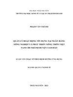 Quản lý hoạt động tín dụng tại ngân hàng nông nghiệp và phát triển nông thôn việt nam chi nhánh huyện tam đảo 