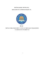 TIỂU LUẬN NHẬP môn LOGISTICS và QUẢN lý CHUỖI CUNG ỨNG NHỮNG CƠ HỘI, THÁCH THỨC VÀ YÊU CẦU TRONG QUẢN TRỊ LOGISTICS VÀ CHUỖI CUNG ỨNG HIỆN NAY