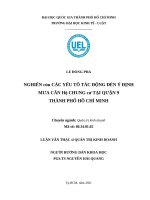 Nghiên cứu các yếu tố tác động đến ý định mua căn hộ chung cư tại quận 9 thành phố hồ chí minh 