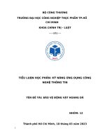 TIỂU LUẬN học PHẦN kỹ NĂNG ỨNG DỤNG CÔNG NGHỆ THÔNG TIN đề tài bảo vệ ĐỘNG vật HOANG dã 