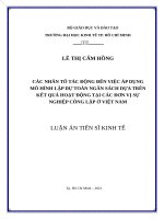 Các nhân tố tác động đến việc áp dụng mô hình lập dự toán ngân sách dựa trên kết quả hoạt động tại các đơn vị sự nghiệp công lập tại việt nam 