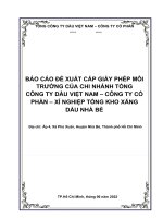 BÁO cáo đề XUẤT cấp GIẤY PHÉP môi TRƯỜNG của CHI NHÁNH TỔNG CÔNG TY dầu VIỆT NAM – CÔNG TY cổ PHẦN – xí NGHIỆP TỔNG KHO XĂNG dầu NHÀ bè 